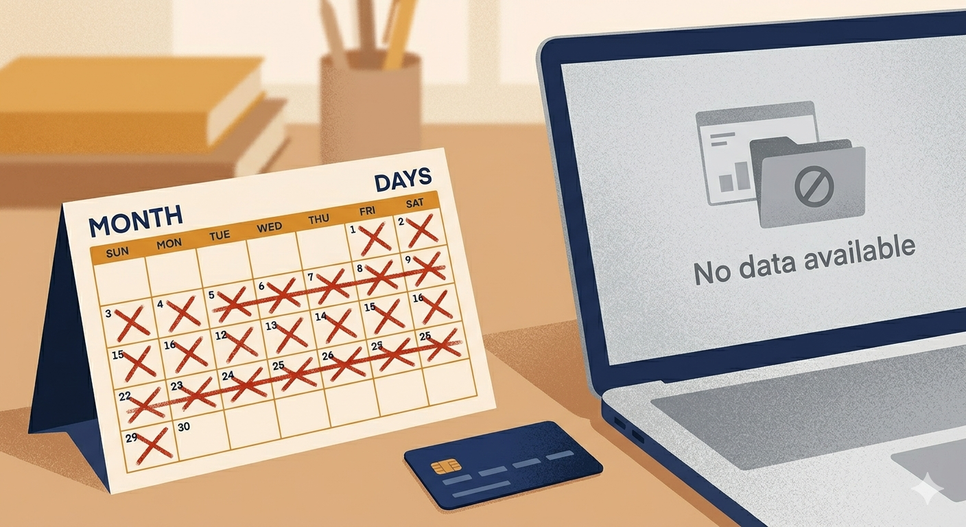 20 to 30 days of waiting — calendar marked, no data available yet